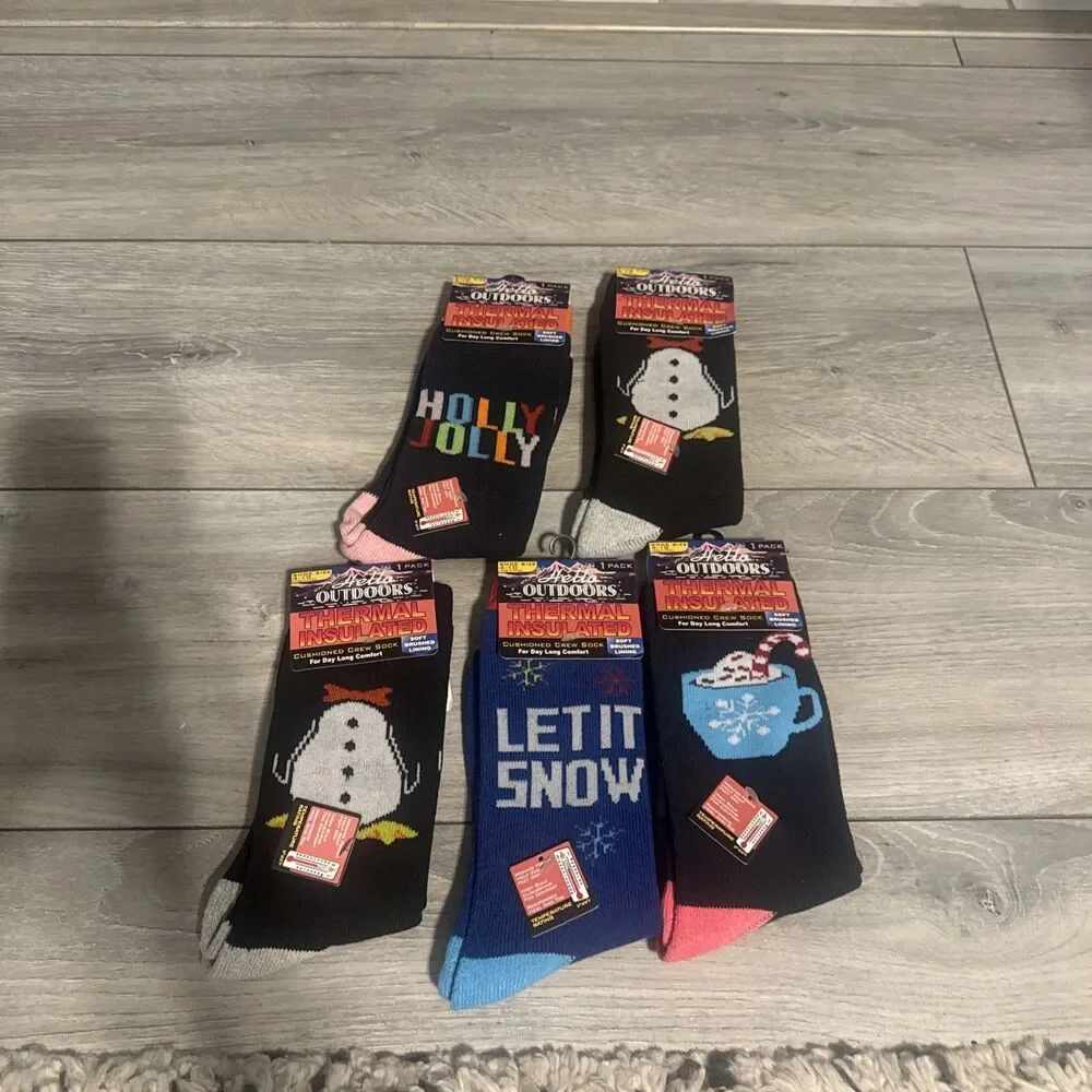 Hello Outdoors 5 thermal insulated cushioned crew sock shoe size 4–10